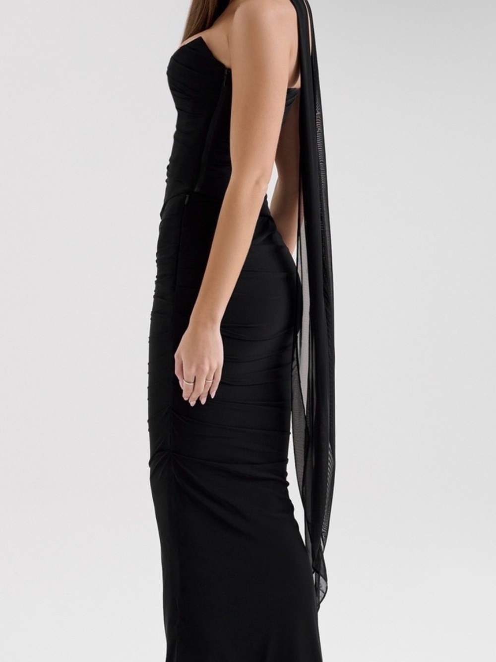 House of CB Black Strapless Gown - Picture 4 of 8